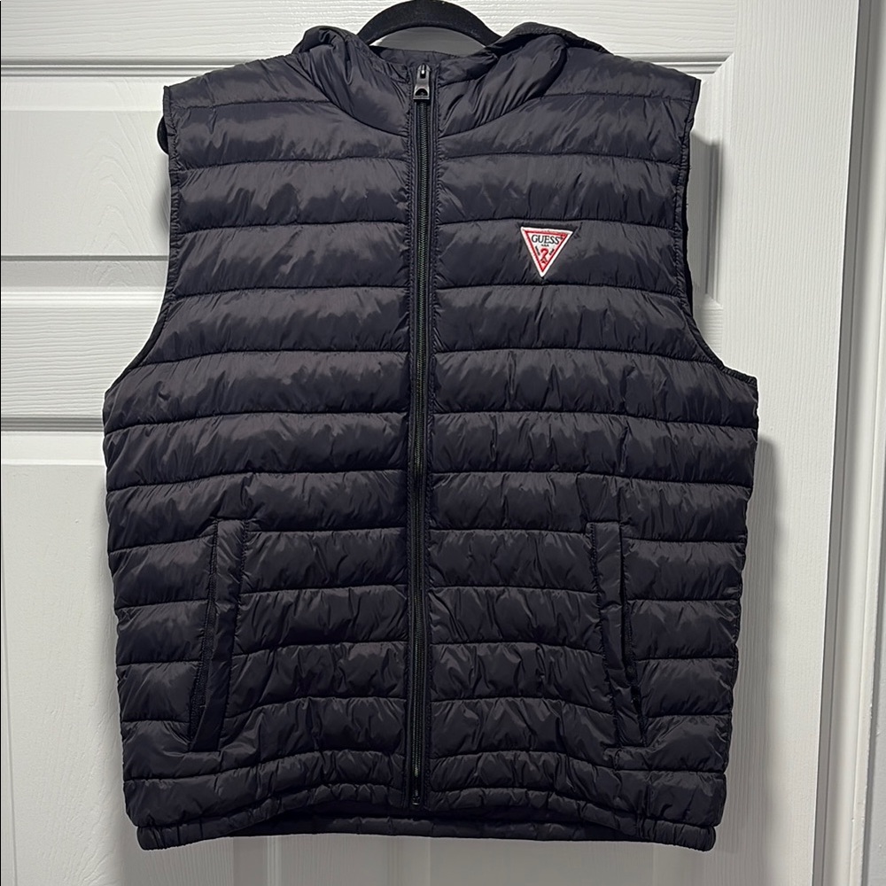 Guess Black Quilted Vest Men’s Size Large